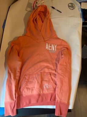 American Eagle Coral Hoodie "AENY Seventy-7" — Size Medium